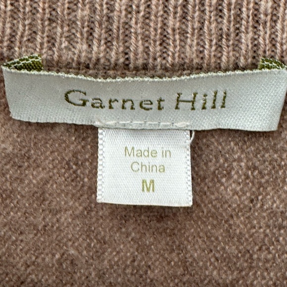 Garnet Hill Tan Cashmere Wool Oversized Kangaroo Pocket Turtleneck Sweater M - Picture 7 of 16